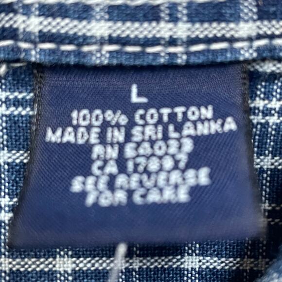 Gap Blue Plaid Denim Shirt 100% Cotton Top Long Sleeve SZ L C101852 - Picture 6 of 9